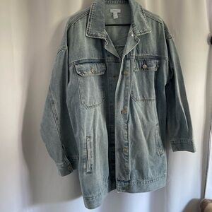 Oversized long denim jacket